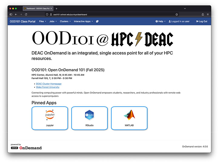 WFU - OOD101 Class Portal Screenshot